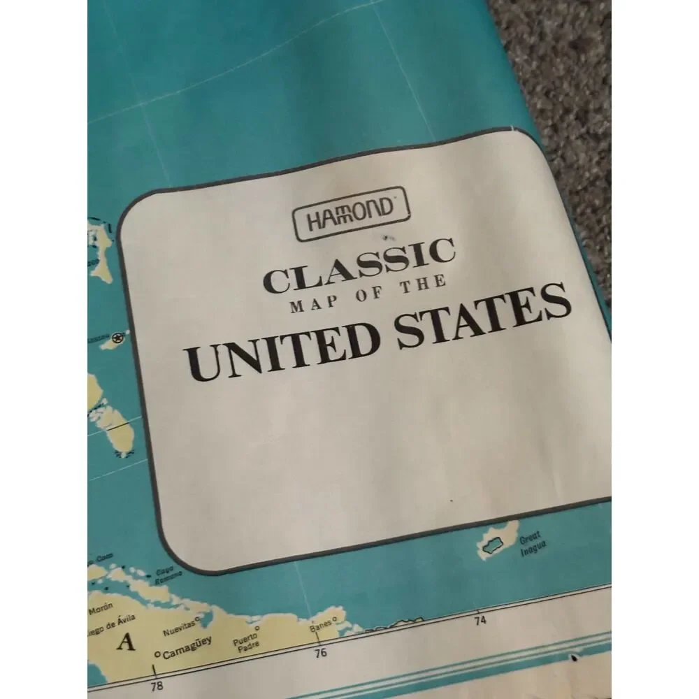Vintage Hammond Classic United States USA Wall Map Classroom/School/Office